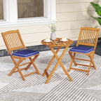 Ensemble bistrot de patio Costway 3 pièces en bois d'acacia avec table et chaises pliantes - Voir les détails