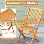 Ensemble bistrot de patio Costway 3 pièces en bois d'acacia avec table et chaises pliantes - Voir les détails