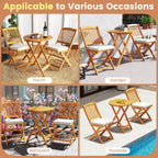 Ensemble bistrot de patio Costway 3 pièces en bois d'acacia avec table et chaises pliantes - Voir les détails