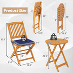 Ensemble bistrot de patio Costway 3 pièces en bois d'acacia avec table et chaises pliantes - Voir les détails