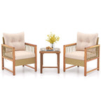 Ensemble de meubles de patio Costway 3 pièces en osier PE pour l'extérieur - Voir les détails