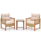 Ensemble de meubles de patio Costway 3 pièces en osier PE pour l'extérieur - Voir les détails