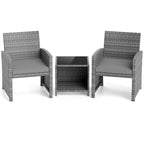 Ensemble de meubles de jardin Costway 3 pièces avec table basse en verre trempé et - Voir les détails