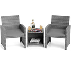 Ensemble de meubles de jardin Costway 3 pièces avec table basse en verre trempé et - Voir les détails