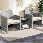 Ensemble de meubles de jardin Costway 3 pièces avec table basse en verre trempé et - Voir les détails