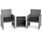 Ensemble de meubles de jardin Costway 3 pièces avec table basse en verre trempé et - Voir les détails