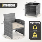 Ensemble de meubles de jardin Costway 3 pièces avec table basse en verre trempé et - Voir les détails