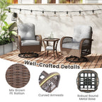 Ensemble de 3 chaises pivotantes et oscillantes Costway pour patio - Voir les détails