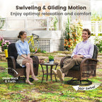 Ensemble de 3 chaises pivotantes et oscillantes Costway pour patio - Voir les détails