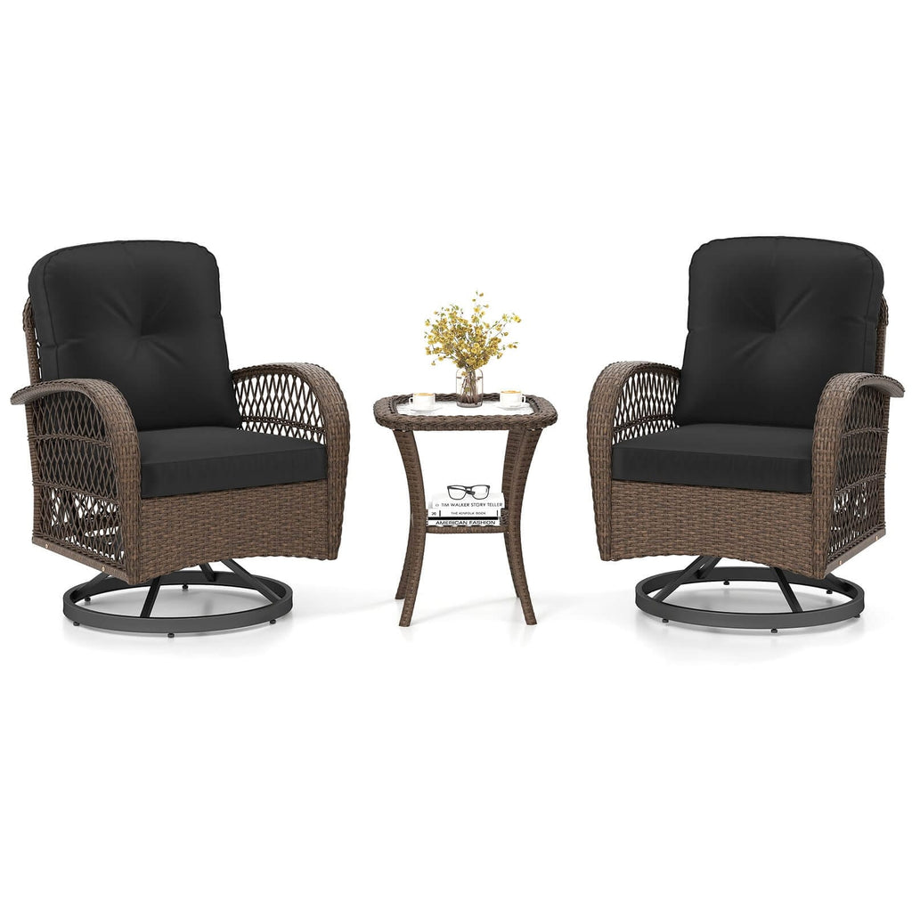 Ensemble de 3 chaises pivotantes et oscillantes Costway pour patio - Voir les détails