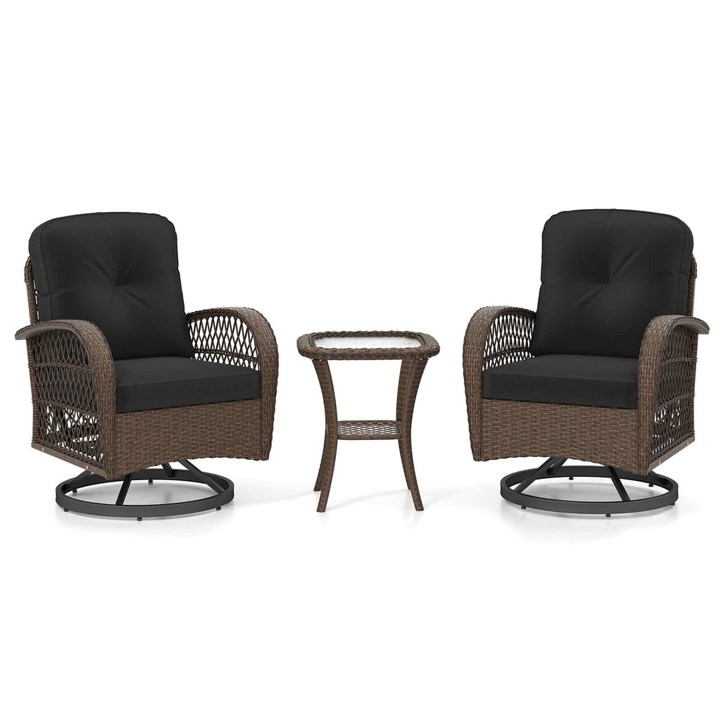 Ensemble de 3 chaises pivotantes et oscillantes Costway pour patio - Voir les détails
