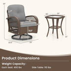 Ensemble de 3 chaises pivotantes et oscillantes Costway pour patio - Voir les détails