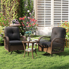 Ensemble de 3 chaises pivotantes et oscillantes Costway pour patio - Voir les détails