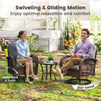 Ensemble de 3 chaises pivotantes et oscillantes Costway pour patio - Voir les détails