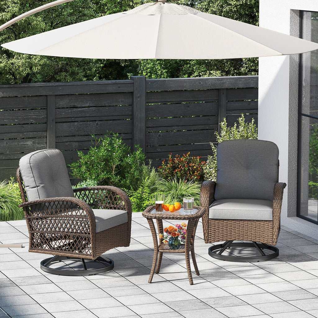 Ensemble de 3 chaises pivotantes et oscillantes Costway pour patio - Voir les détails
