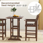 Ensemble de bar Costway 3 pièces en PEHD avec fauteuils et plateau carré haut - Voir les détails