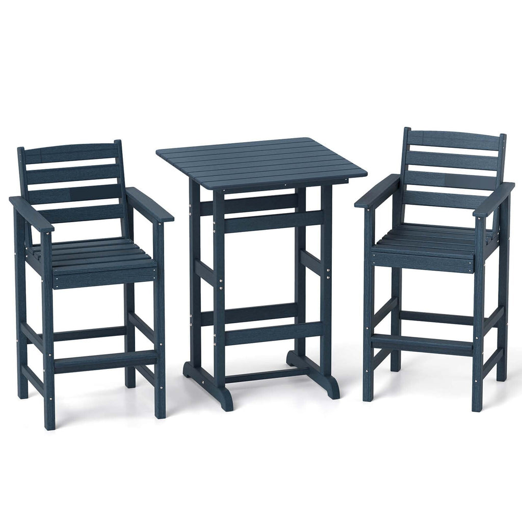 Ensemble de bar Costway 3 pièces en PEHD avec fauteuils et plateau carré haut - Voir les détails
