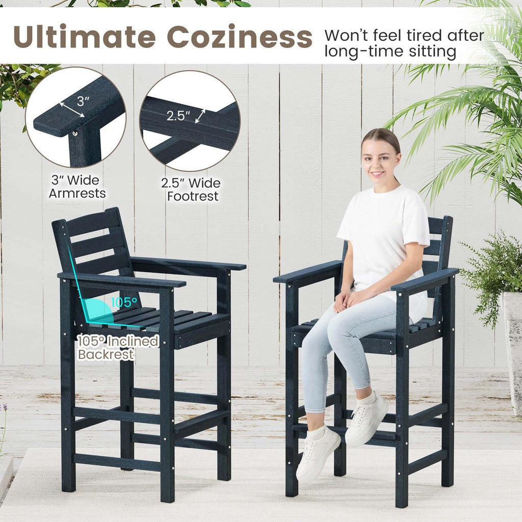 Ensemble de bar Costway 3 pièces en PEHD avec fauteuils et plateau carré haut - Voir les détails