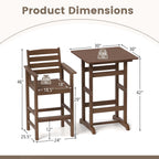 Ensemble de bar Costway 3 pièces en PEHD avec fauteuils et plateau carré haut - Voir les détails
