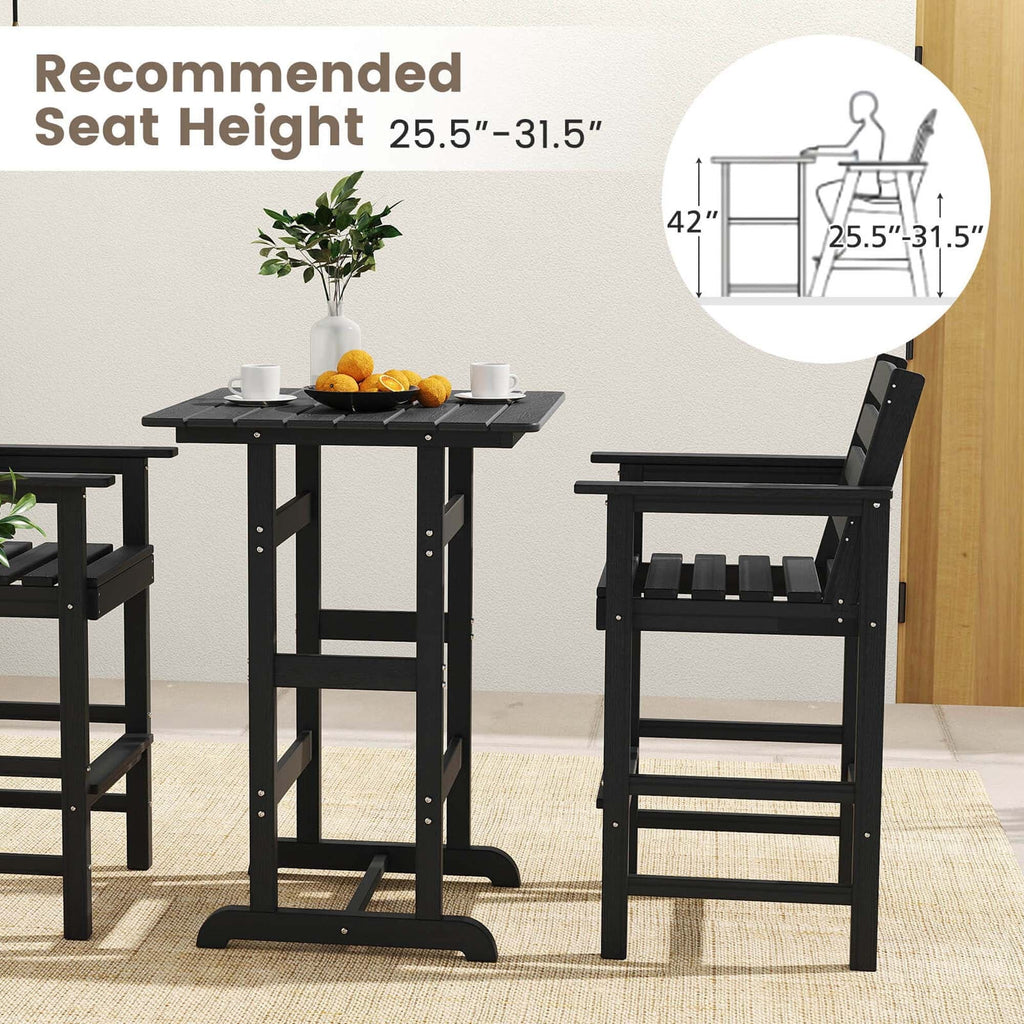 Ensemble de bar Costway 3 pièces en PEHD avec fauteuils et plateau carré haut - Voir les détails