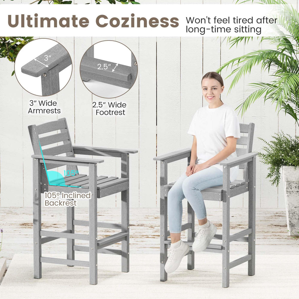 Ensemble de bar Costway 3 pièces en PEHD avec fauteuils et plateau carré haut - Voir les détails