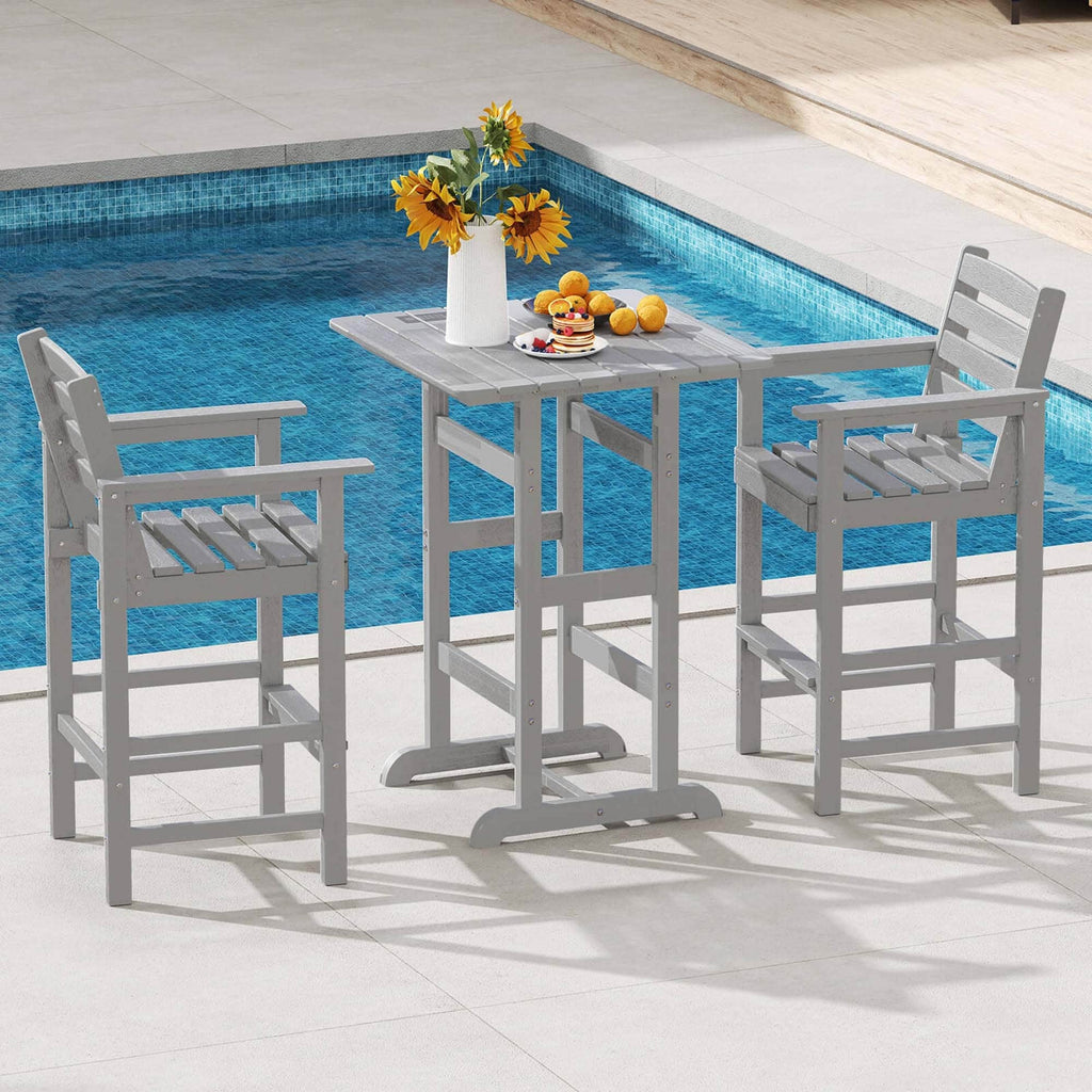 Ensemble de bar Costway 3 pièces en PEHD avec fauteuils et plateau carré haut - Voir les détails