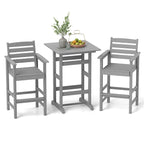 Ensemble de bar Costway 3 pièces en PEHD avec fauteuils et plateau carré haut - Voir les détails