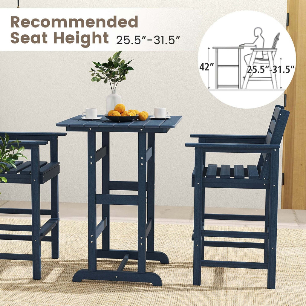 Ensemble de bar Costway 3 pièces en PEHD avec fauteuils et plateau carré haut - Voir les détails