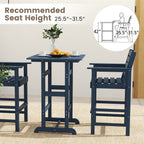 Ensemble de bar Costway 3 pièces en PEHD avec fauteuils et plateau carré haut - Voir les détails