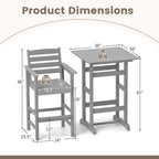 Ensemble de bar Costway 3 pièces en PEHD avec fauteuils et plateau carré haut - Voir les détails