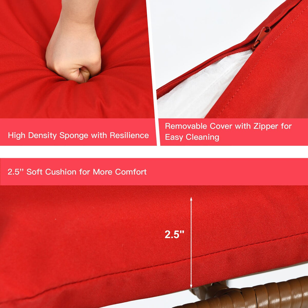 Ensemble bistrot Costway 3 pièces en rotin pour patio, chaises rembourrées, table en verre et terrasse - Voir les détails