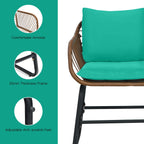 Ensemble bistrot Costway 3 pièces en rotin pour patio, chaises rembourrées, table en verre et terrasse - Voir les détails