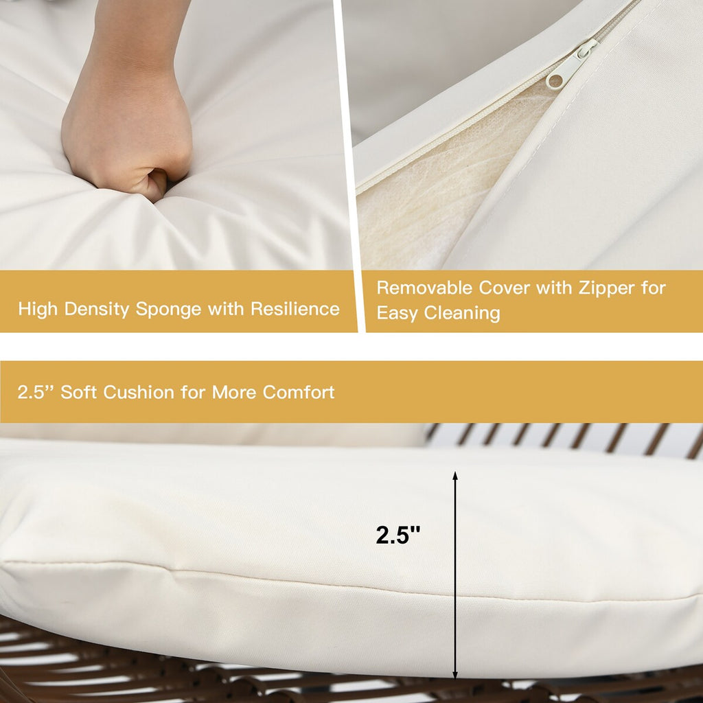 Ensemble bistrot Costway 3 pièces en rotin pour patio, chaises rembourrées, table en verre et terrasse - Voir les détails