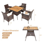 Ensemble de salle à manger en rotin Costway 5 pièces avec fauteuils, table en bois et table basse - Voir les détails