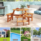 Ensemble de table de pique-nique ronde Costway pour 6 personnes avec 3 bancs intégrés 2 - Voir les détails