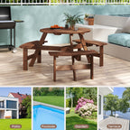 Ensemble de table de pique-nique ronde Costway pour 6 personnes avec 3 bancs intégrés 2 - Voir les détails