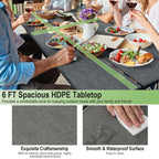 Ensemble table de pique-nique et banc Costway 6 pieds en PEHD robuste pour extérieur - Voir les détails