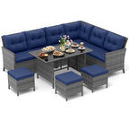 Ensemble de meubles de salle à manger et de jardin Costway 7 pièces avec canapé sectionnel en rotin synthétique - Voir les détails