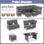 Ensemble de meubles de salle à manger et de jardin Costway 7 pièces avec canapé sectionnel en rotin synthétique - Voir les détails