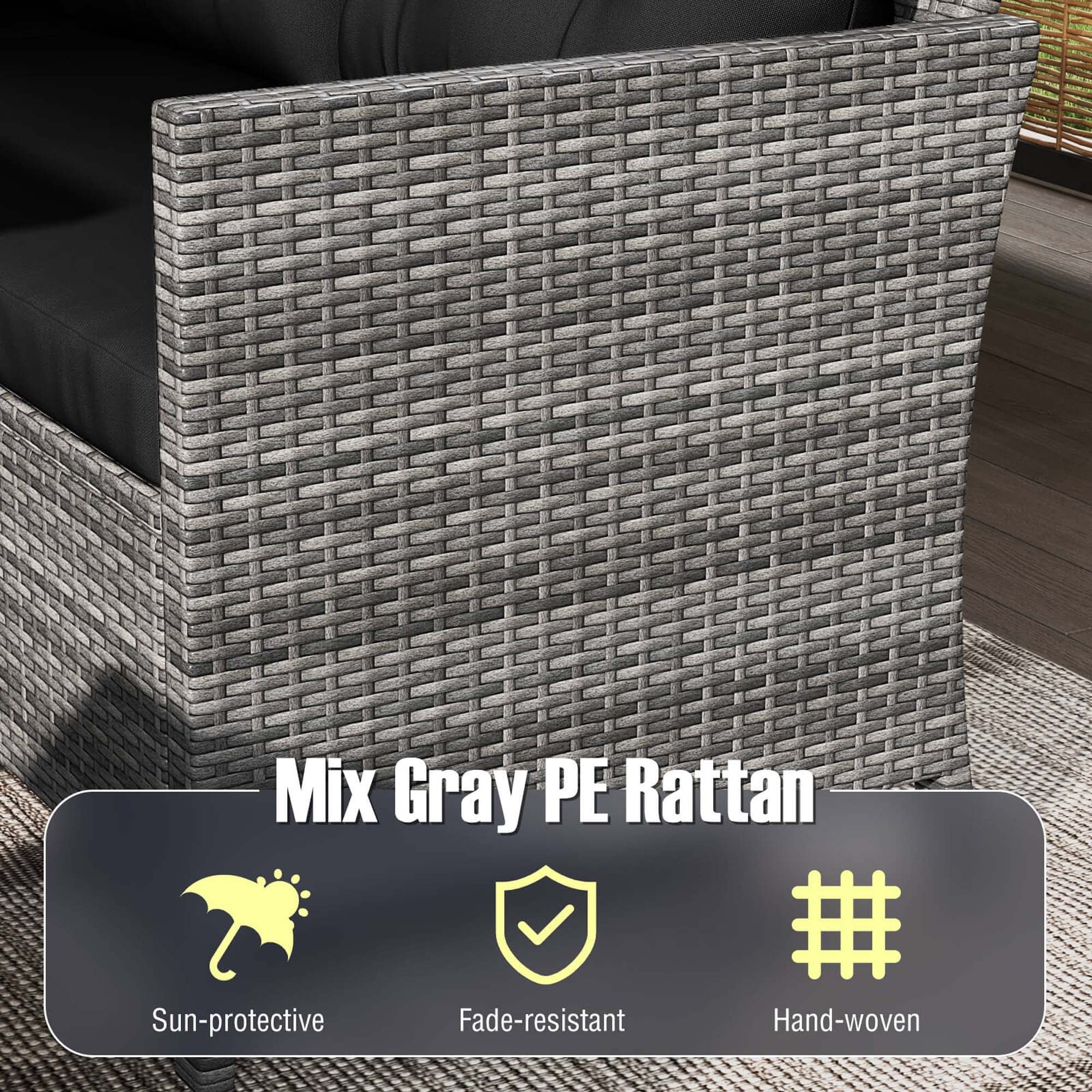 Ensemble de meubles de salle à manger et de jardin Costway 7 pièces avec canapé sectionnel en rotin synthétique - Voir les détails