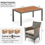 Ensemble de salle à manger d'extérieur Costway 7 pièces en osier avec table en bois d'acacia et - Voir les détails