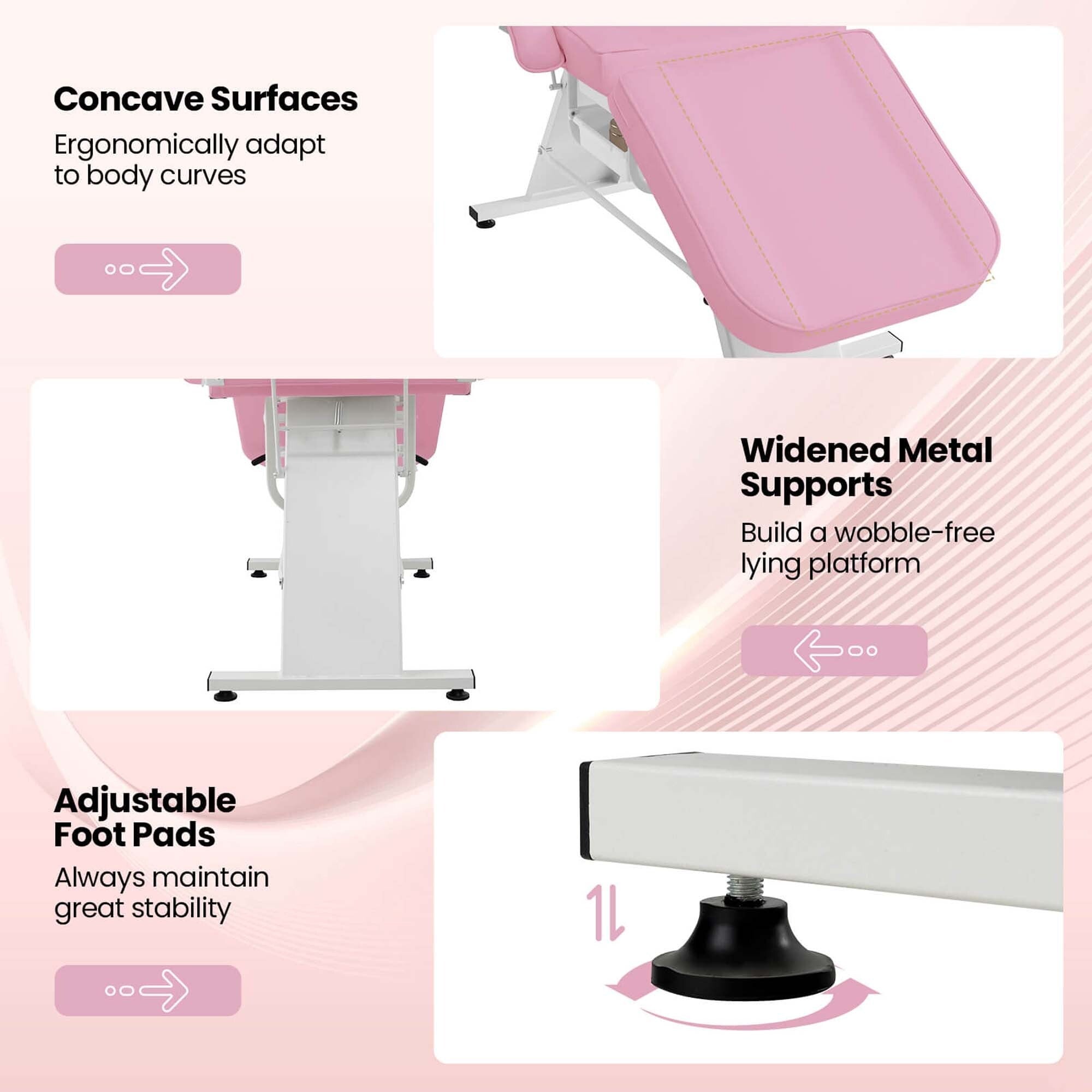Lit de massage Costway 72 avec tabouret hydraulique, dossier réglable et