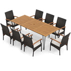 Ensemble de salle à manger d'extérieur Costway 9 pièces, avec 8 fauteuils et acacia - Voir les détails