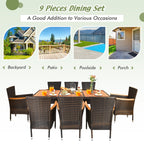 Ensemble de salle à manger en rotin Costway 9 pièces avec 8 chaises empilables et coussinées - Ensembles de 9 pièces