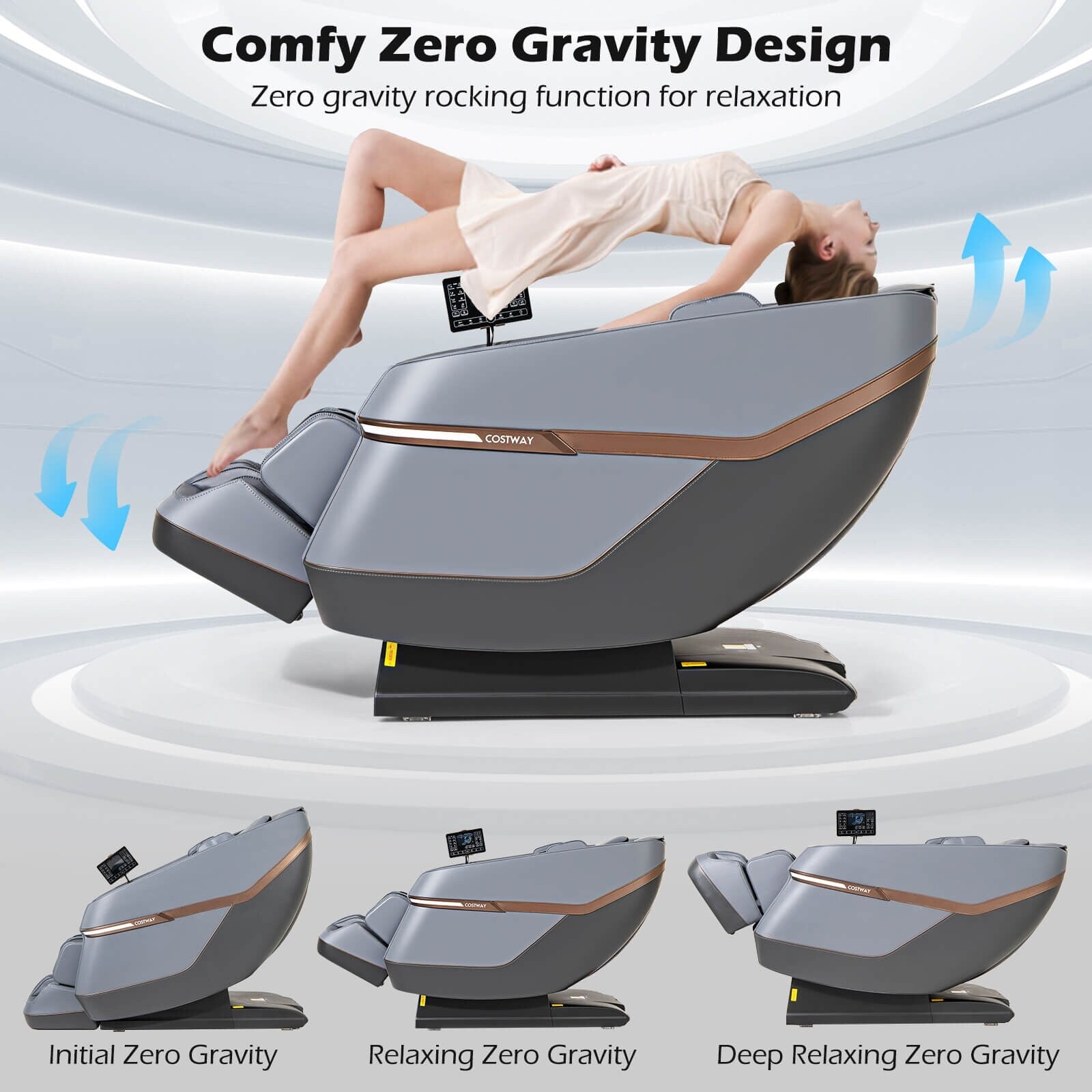 Fauteuil de massage complet à gravité zéro Costway avec coussins gonflables et chauffage de taille