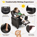 Fauteuil inclinable pour enfants Costway en cuir synthétique avec accoudoirs et repose-pieds