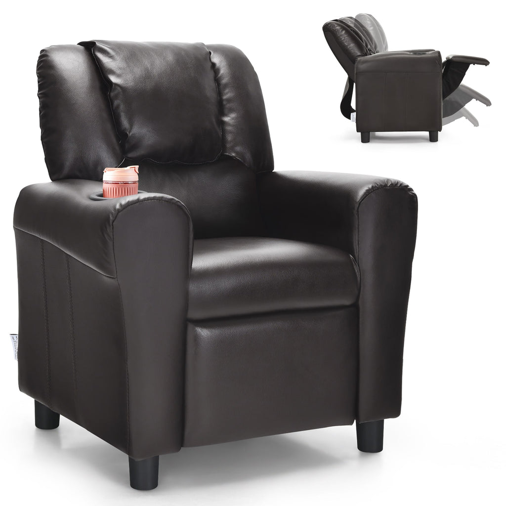 Fauteuil inclinable pour enfants Costway en cuir synthétique avec accoudoirs et repose-pieds