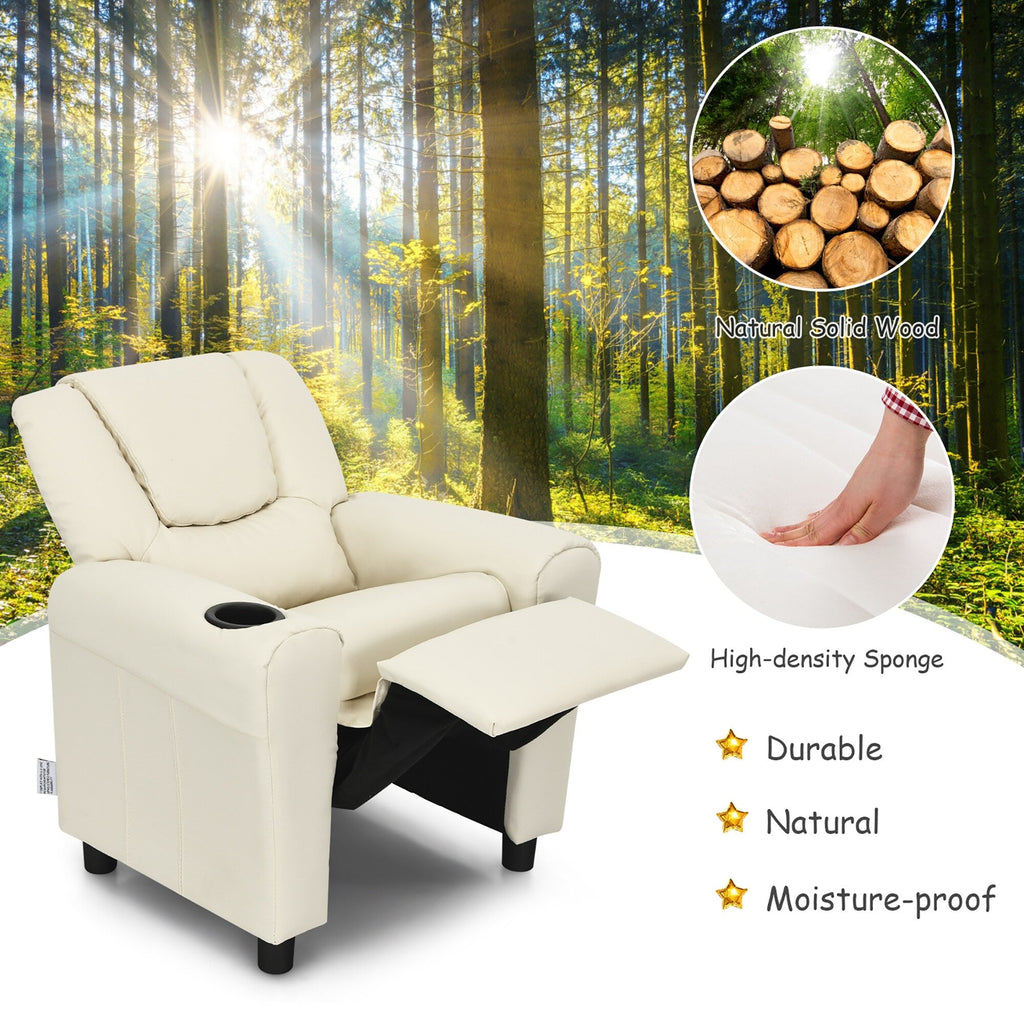 Fauteuil inclinable pour enfants Costway en cuir synthétique avec accoudoirs et repose-pieds