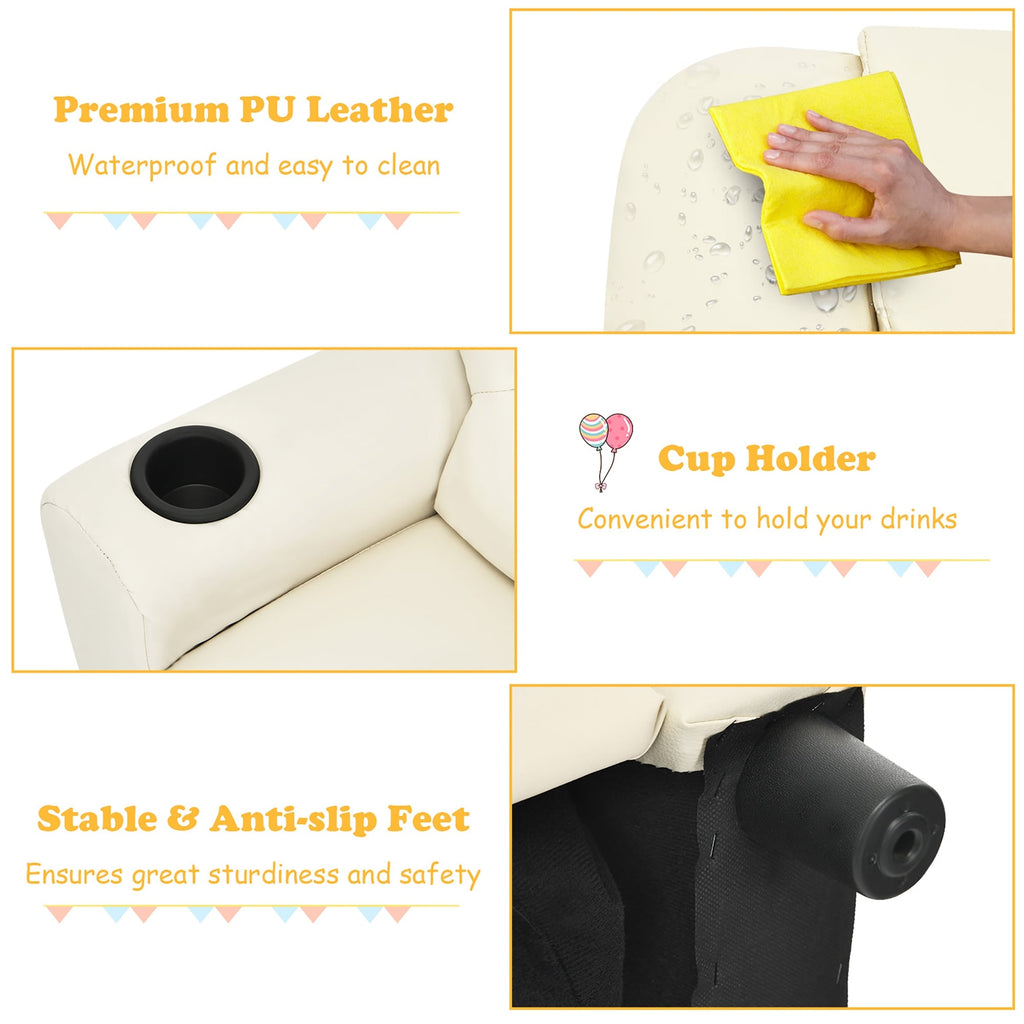 Fauteuil inclinable pour enfants Costway en cuir synthétique avec accoudoirs et repose-pieds