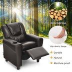 Fauteuil inclinable pour enfants Costway en cuir synthétique avec accoudoirs et repose-pieds